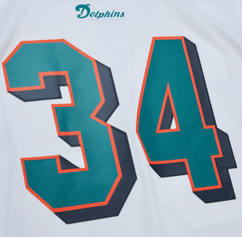 Adult Ricky Williams Miami Dolphins Mitchell & Ness NFL 2002 White Throwback Jersey - Men's - Image 3