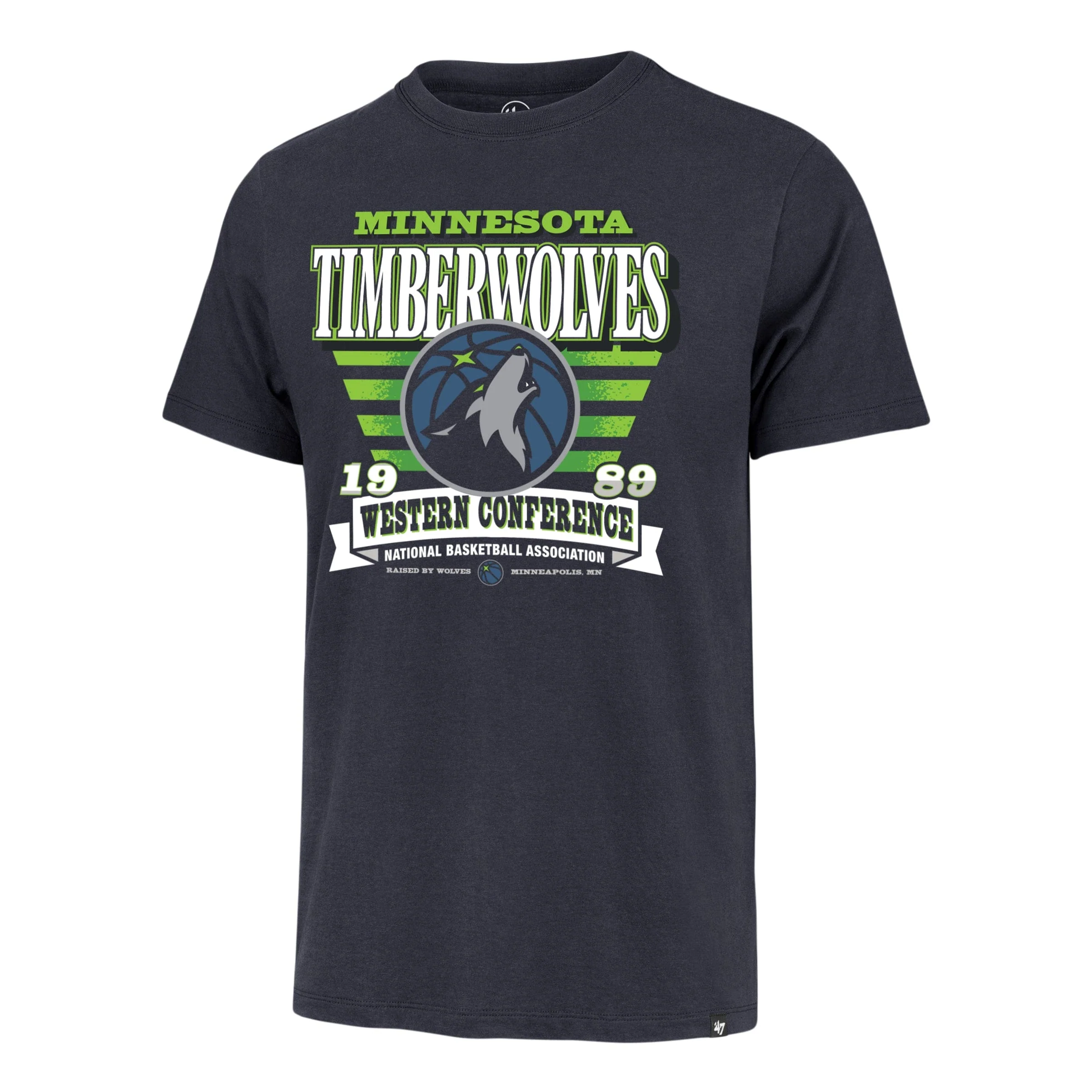 Adult Minnesota Timberwolves '47 Brand Navy Stripe Splash Franklin T Shirt - Men's