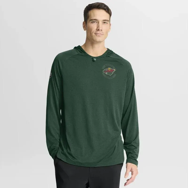 Fanatics Green Minnesota Wild 2025 Authentic Pro Rink Raglan Hoodie - Men's