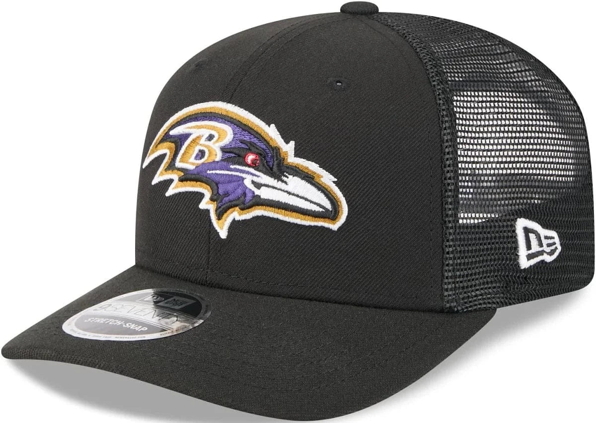 New Era Black Baltimore Ravens Main Trucker 9SEVENTY Stretch Snap Hat - Men's