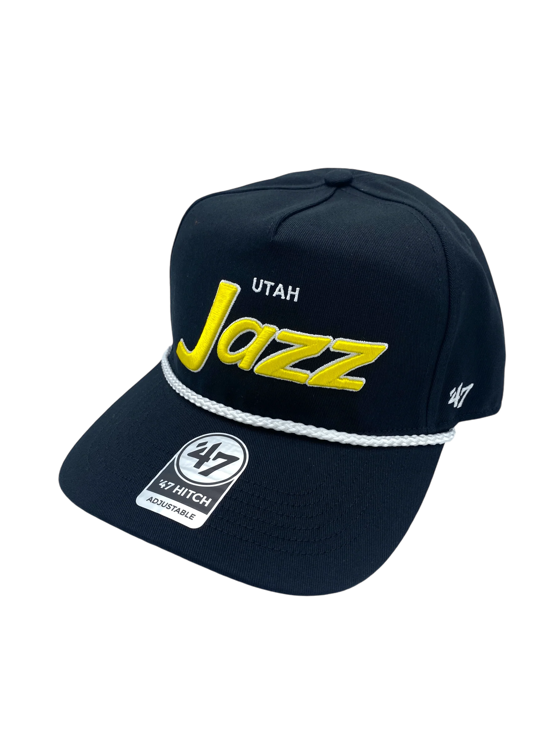 Adult Utah Jazz '47 Crosstown Script Hitch Black Adjustable Snapback Hat - Men's - Image 5