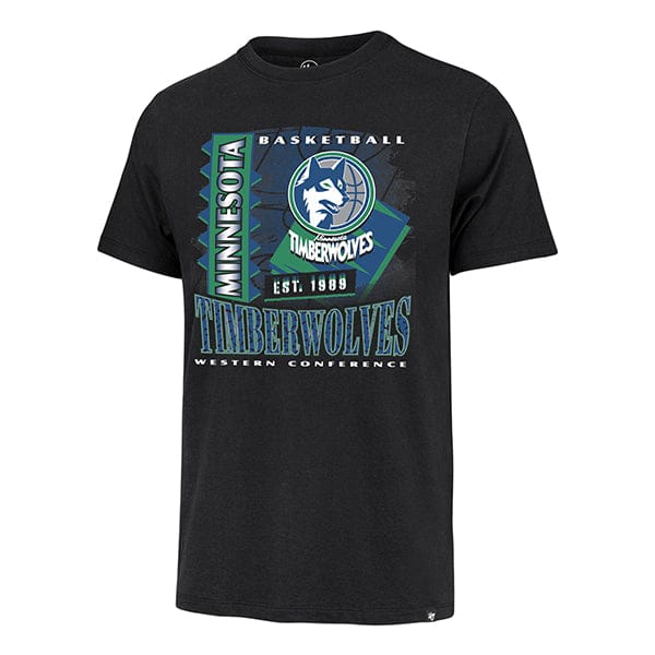 Adult Minnesota Timberwolves Black '47 Brand Vintage Collage Franklin T-Shirt - Men's