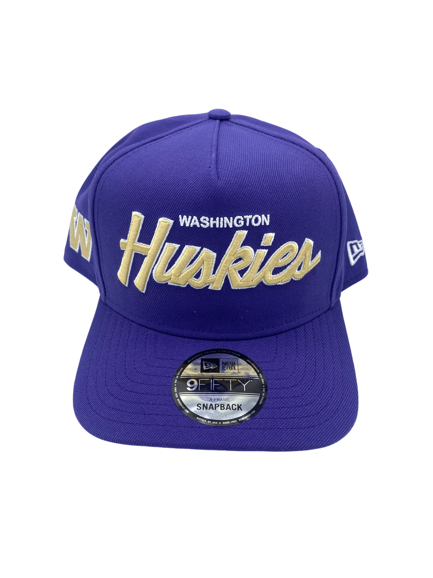 Adult Washington Huskies New Era Purple Script A-Frame 9FIFTY Adjustable Snapback Hat - Men's - Image 3