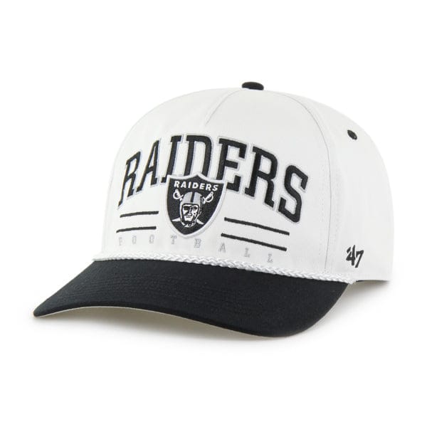 Adult Las Vegas Raiders '47 White/Black Roscoe 2 Tone Hitch Adjustable Snapback Hat - Men's