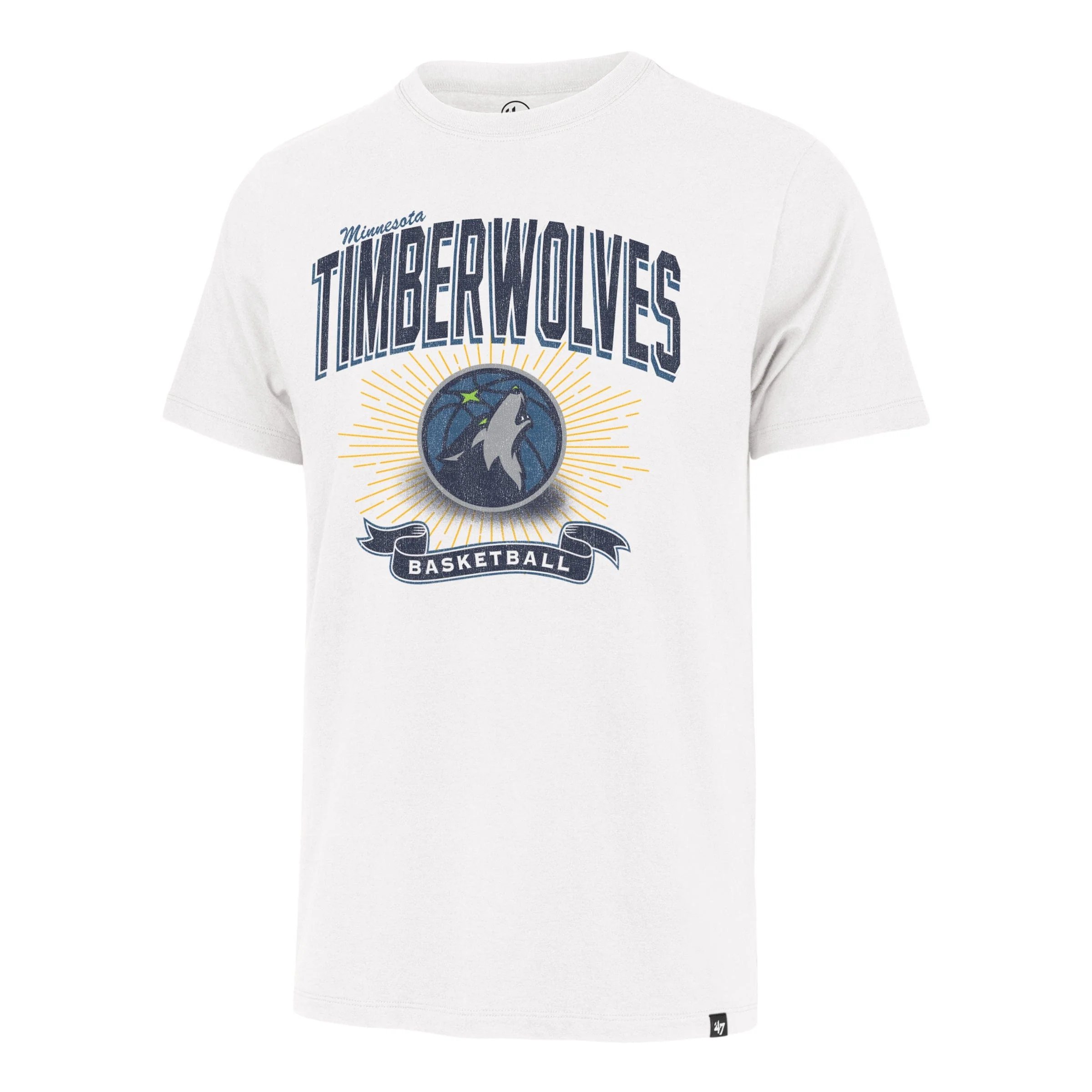 Adult Minnesota Timberwolves '47 Brand White Wash Prime Play Franklin T Shirt - Men's