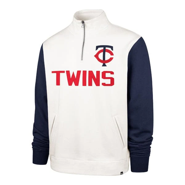 Adult Minnesota Twins '47 Brand white/ Navy Winning Streak Zip Sweatshirt - Men's