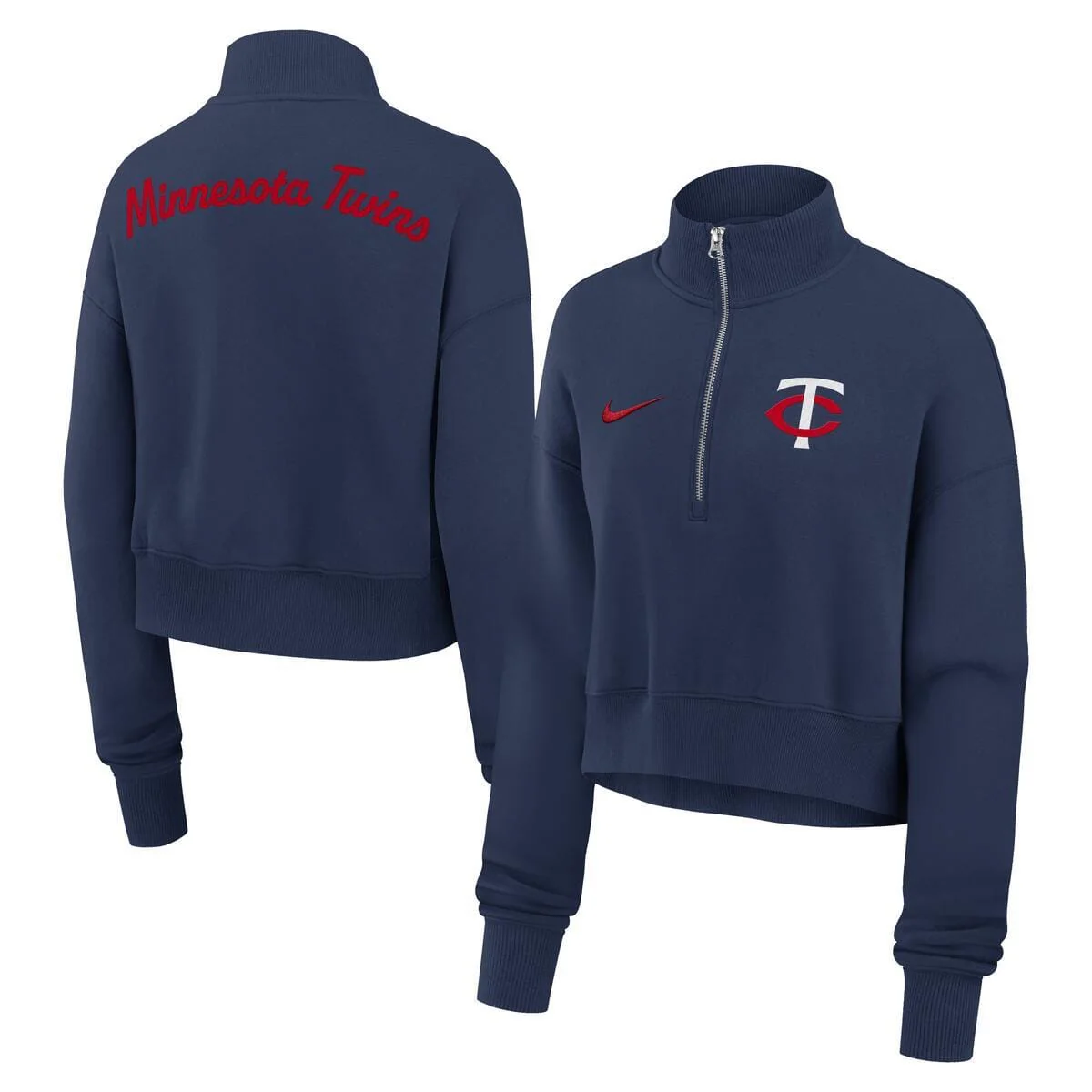 Women's Minnesota Twins Navy Nike 1/2 Zip Phoenix Fleece