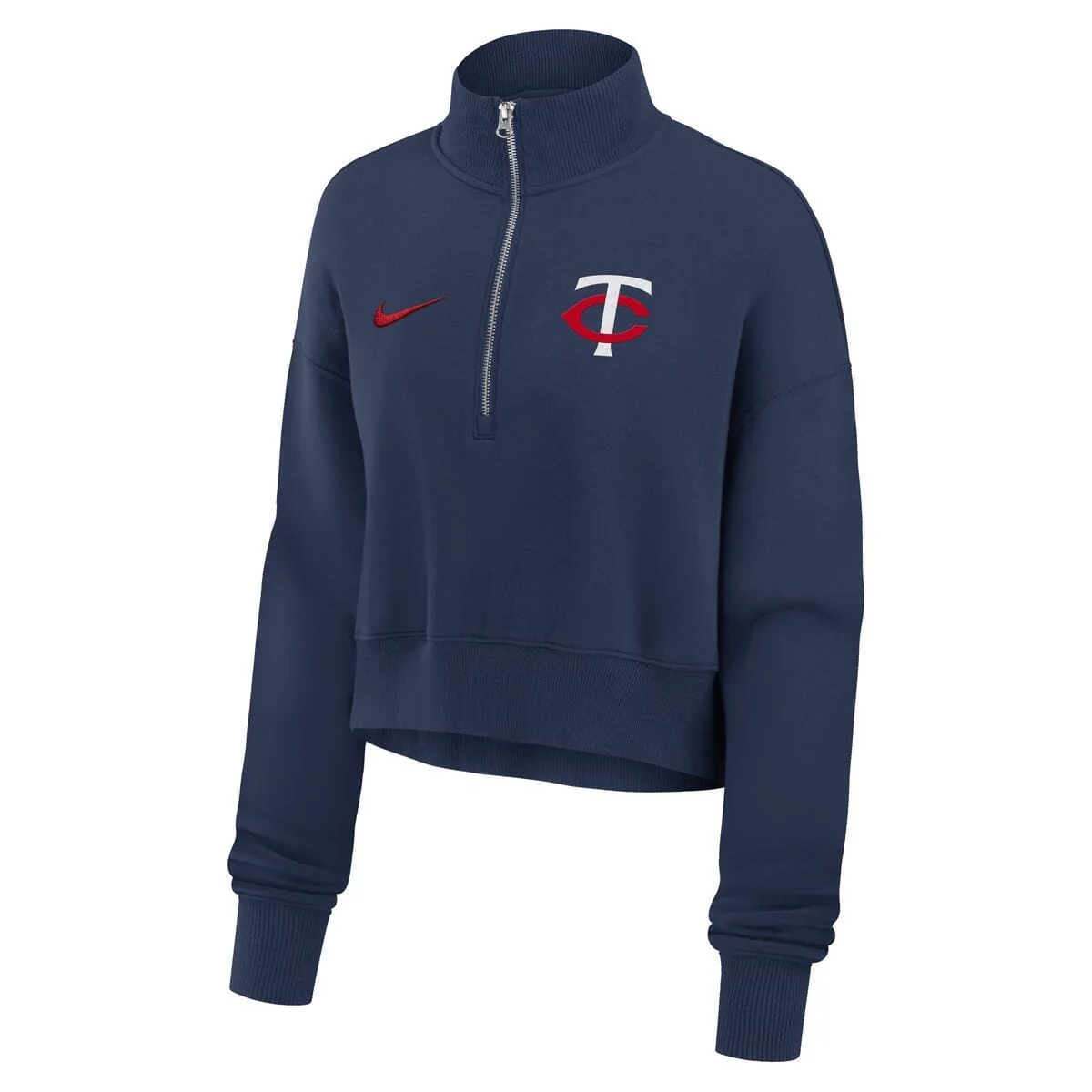 Women's Minnesota Twins Navy Nike 1/2 Zip Phoenix Fleece - Image 2