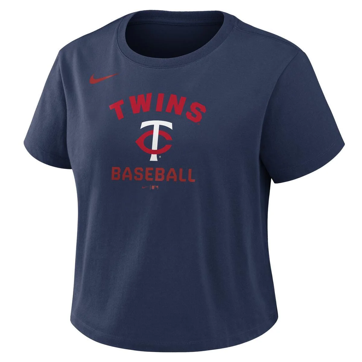 Women's Minnesota Twins Navy Nike Mod Crop Top Short Sleeve T-Shirt