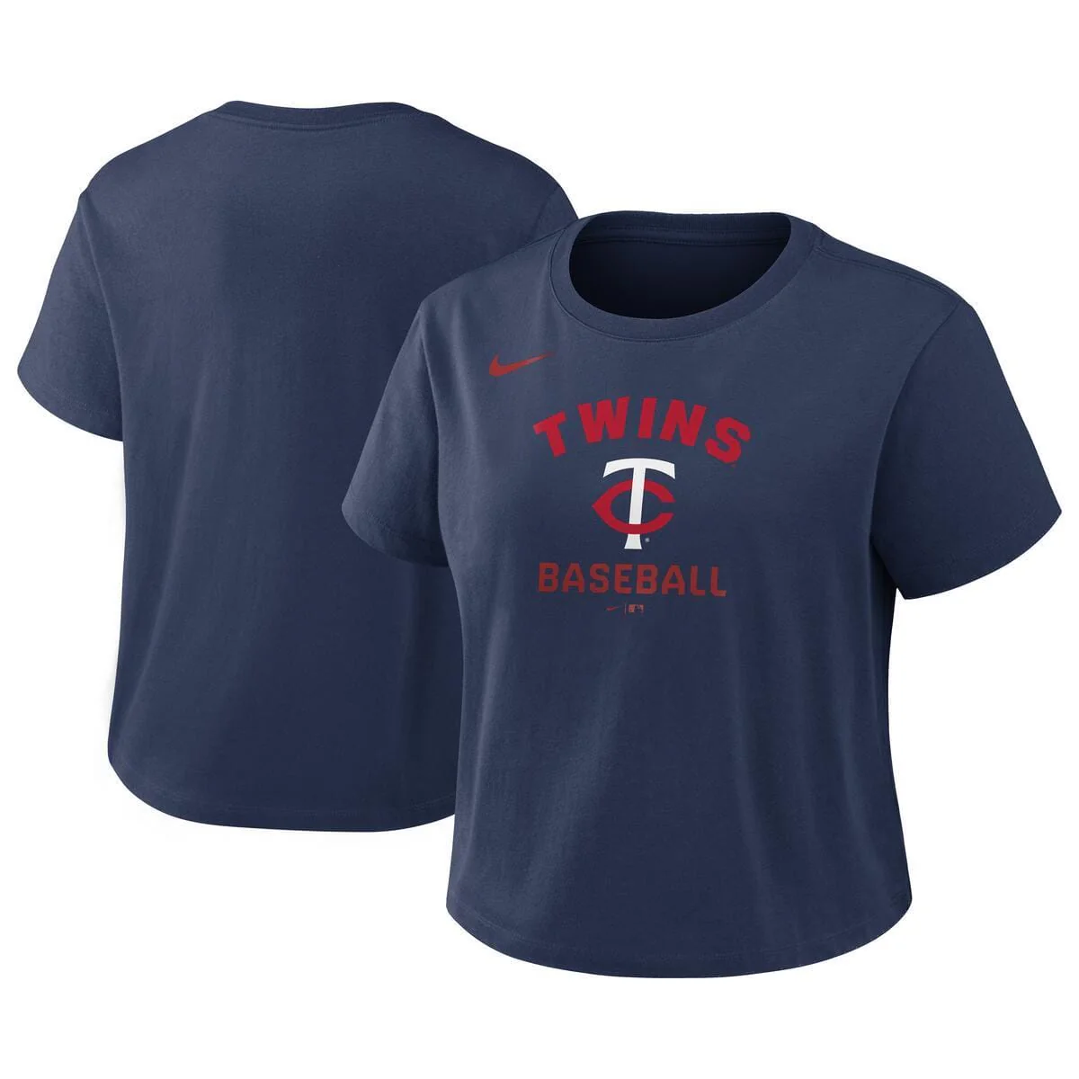 Women's Minnesota Twins Navy Nike Mod Crop Top Short Sleeve T-Shirt - Image 3
