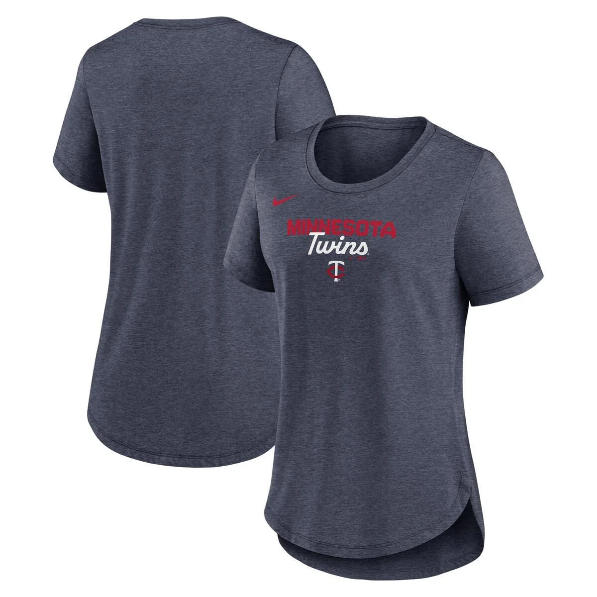 Women's Minnesota Twins Navy Nike Wordmark Arched Team Name Triblend Short Sleeve T-Shirt - Image 2