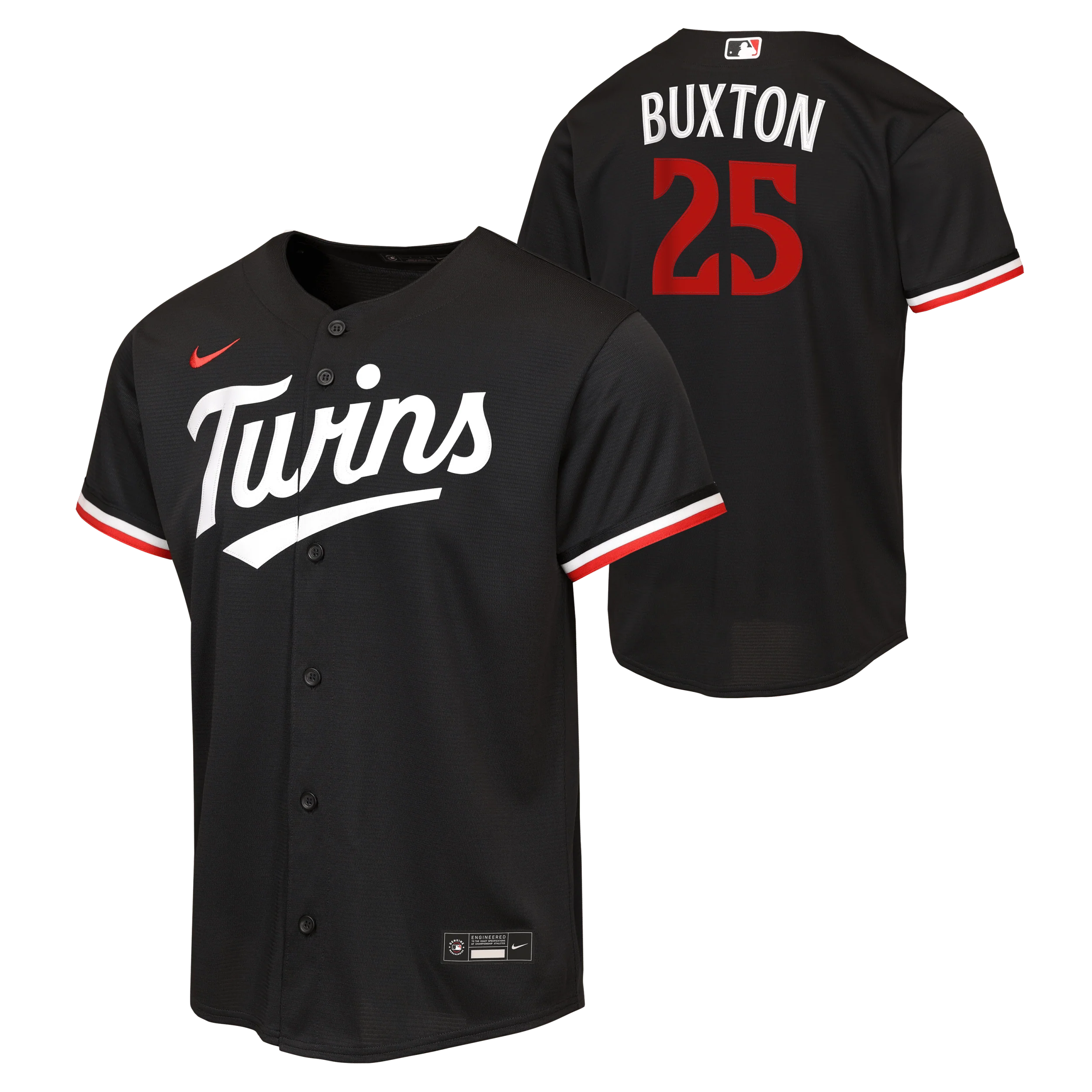 Youth Byron Buxton Minnesota Twins Alternate Nike Navy Baseline Replica Jersey - Unisex - Image 2