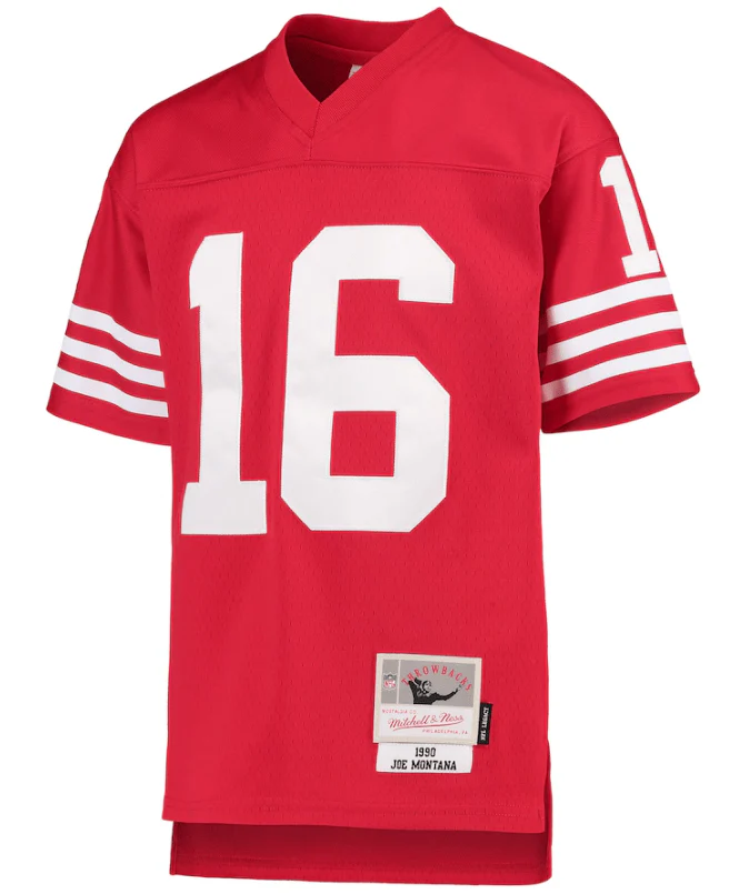 Youth Joe Montana San Francisco 49ers Mitchell & Ness Red Throwback Jersey - Unisex - Image 3