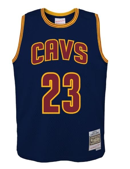 Youth LeBron James Cleveland Cavaliers Mitchell & Ness Navy 2015-16 NBA Throwback Jersey - Unisex - Image 3