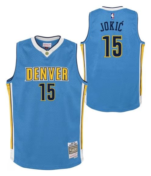 Youth Nikola Jokic Denver Nuggets Mitchell & Ness NBA Light Blue Throwback Jersey - Unisex