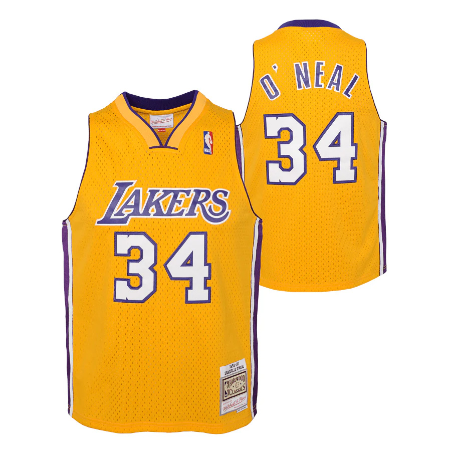 Youth Shaquille O'Neal Los Angeles Lakers Mitchell & Ness 1999-2000 Gold NBA Throwback Jersey - Unisex