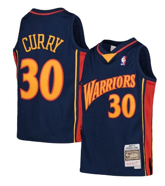 Youth Stephen Curry Golden State Warriors Mitchell & Ness NBA Navy Throwback Jersey - Unisex